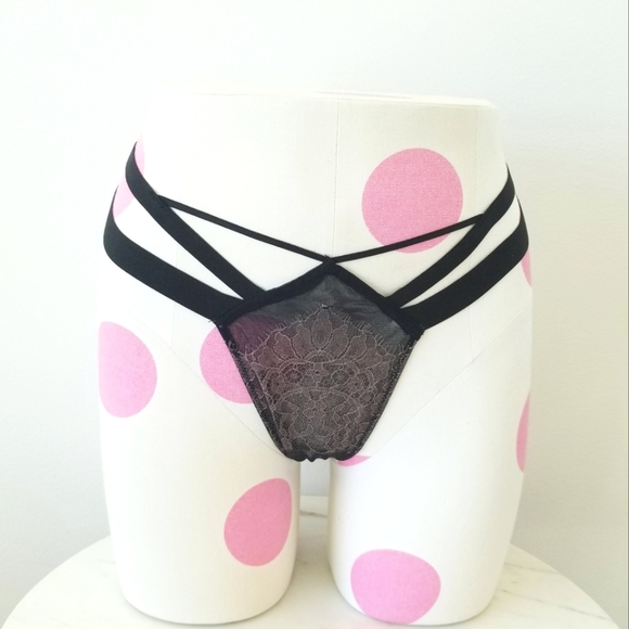 Victoria's Secret Vintage Very Sexy Strappy Lace Sheer Mesh Thong Tanga Panty - Picture 5 of 15